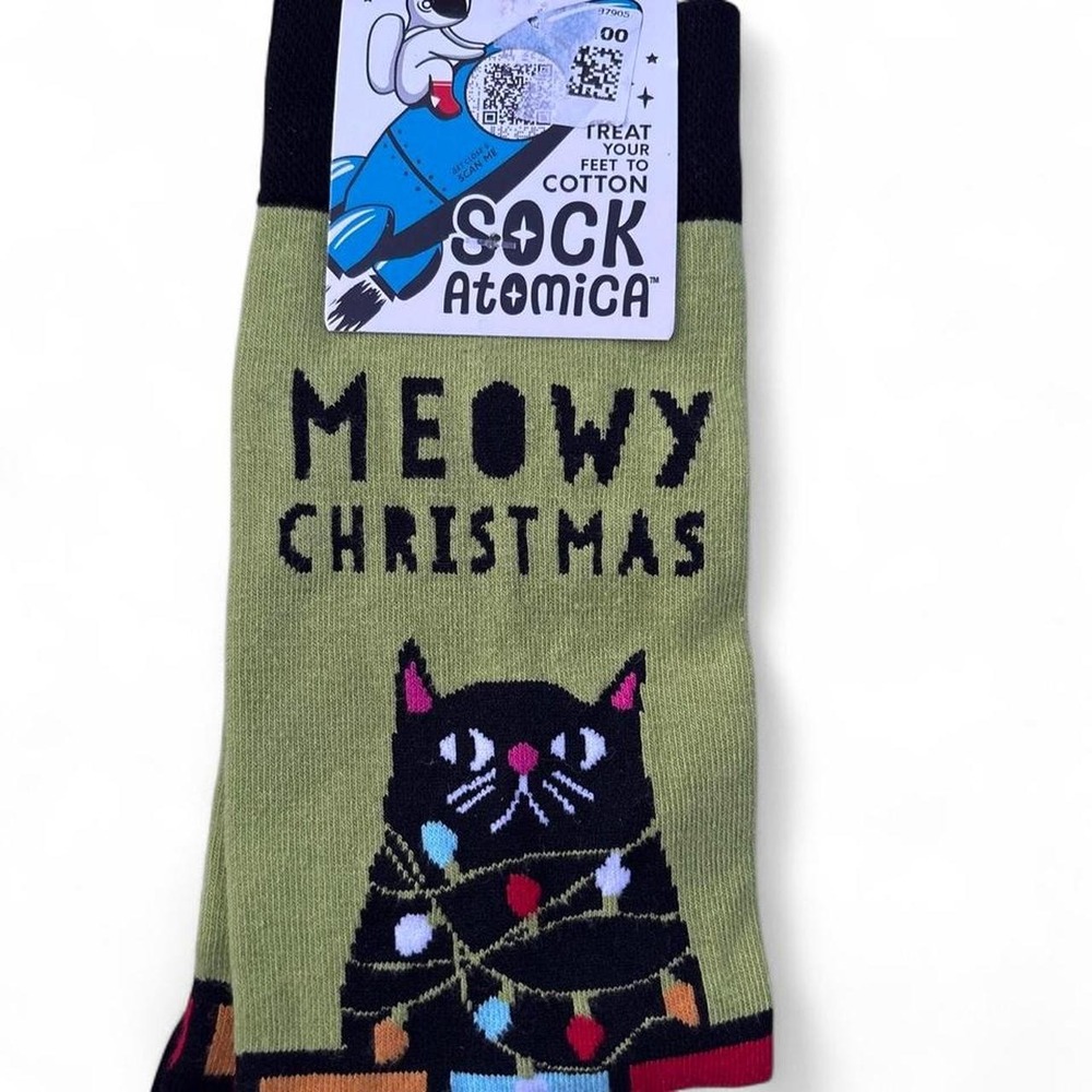 Sock Atomica Christmas socks cat virgin cotton Meowy, eco-friendly ONE SIZE